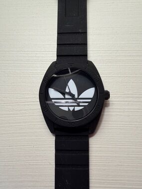 adidas Black and White Trefoil Sport Watch